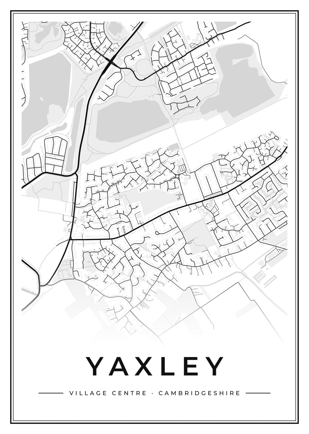 Yaxley Village Centre Street Map Poster