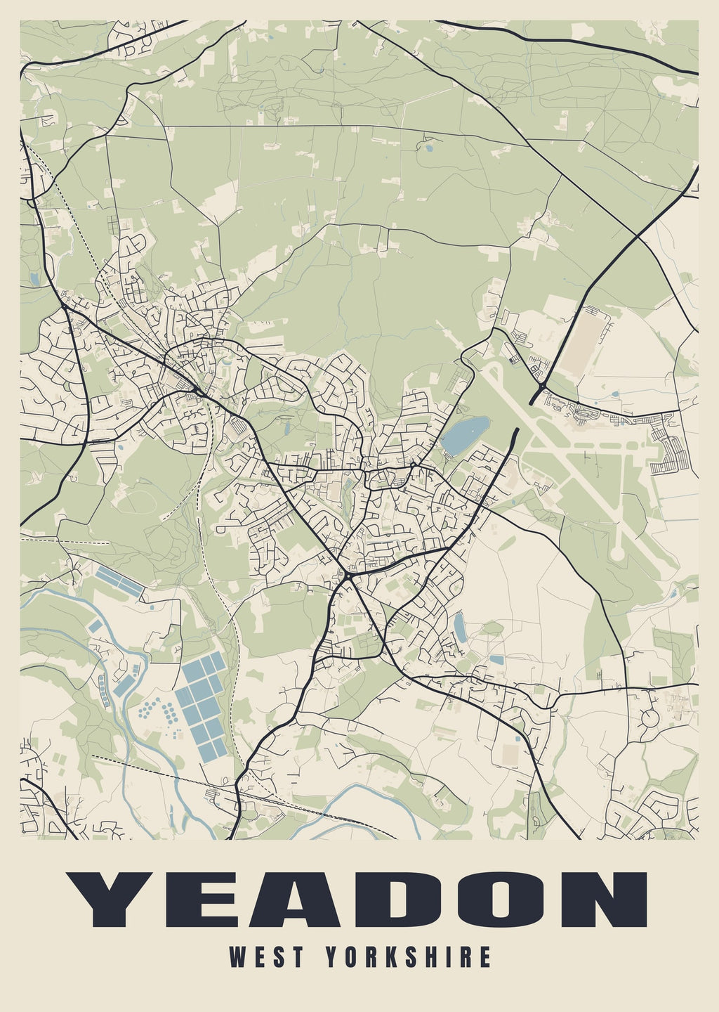 Street map poster of Yeadon, West Yorkshire