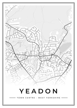 Yeadon Town Centre Street Map Poster