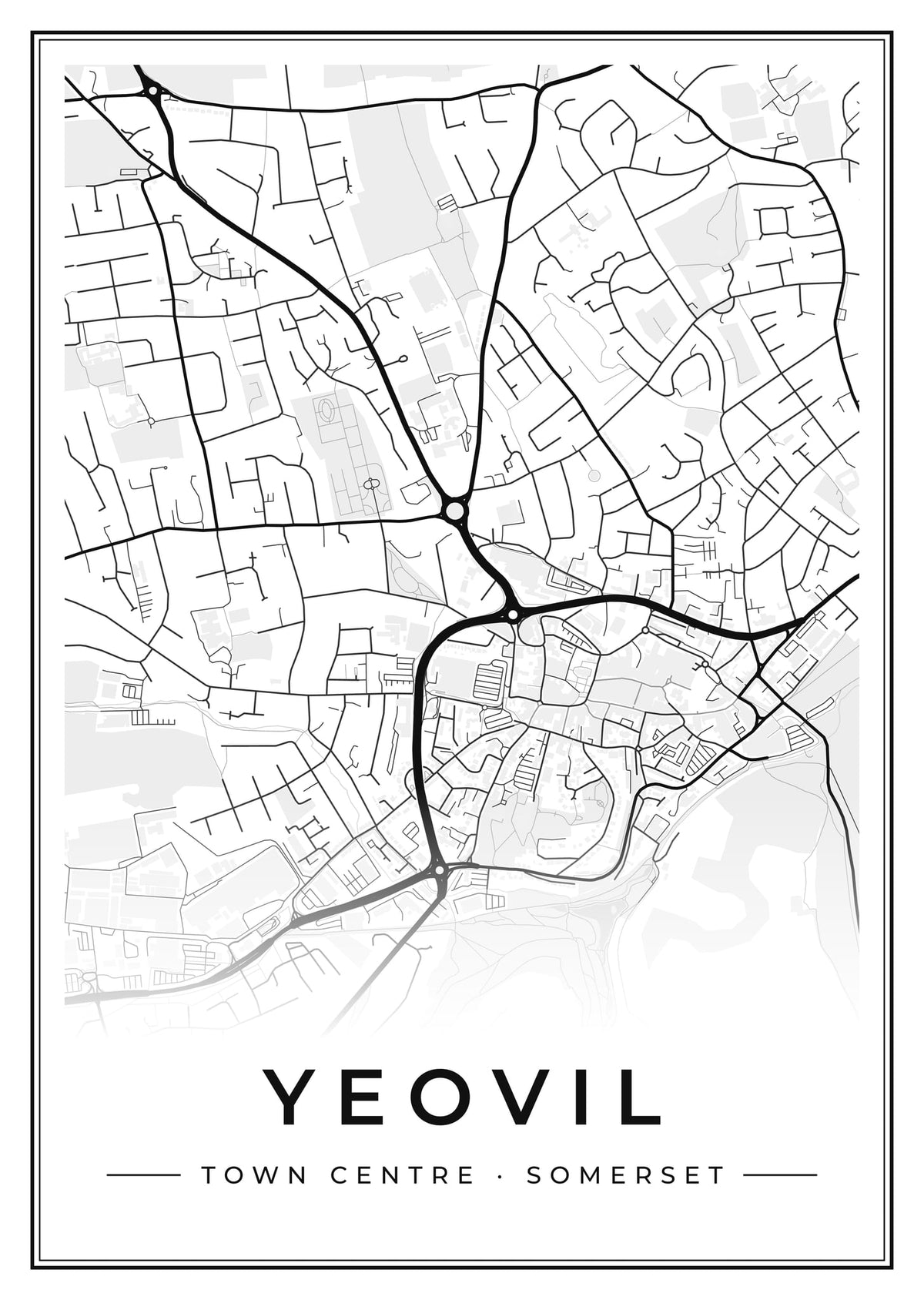 Street map poster of Yeovil town centre, Somerset