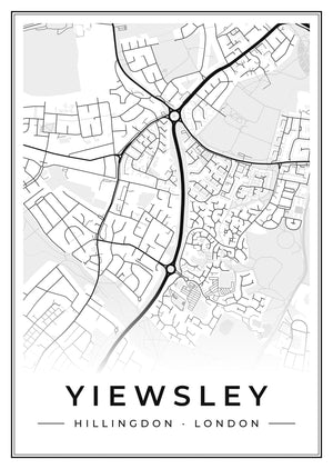 Yiewsley Street Map Poster