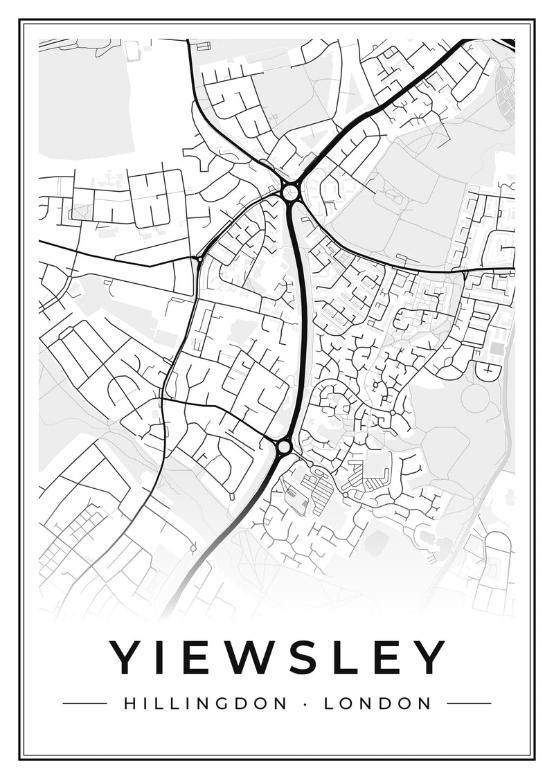 Yiewsley Street Map Poster