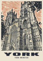 York Minster poster, Linocut style