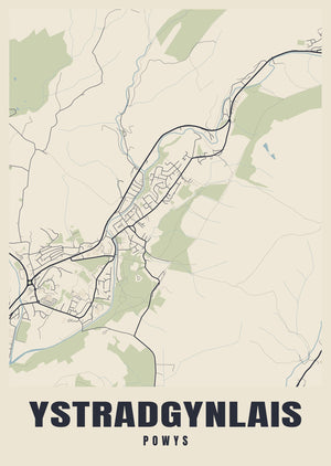 Ystradgynlais Street Map Poster