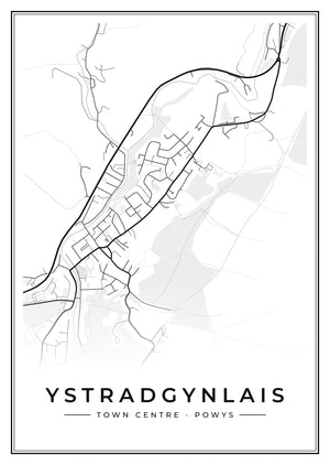 Ystradgynlais Town Centre Street Map Poster