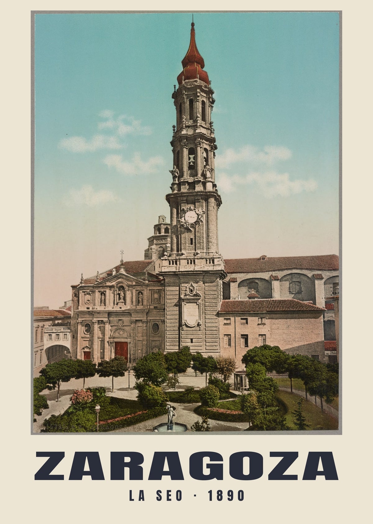 La Seo, Zaragoza, 1890 heritage photograph