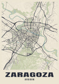 Street map poster of Zaragoza, Aragon