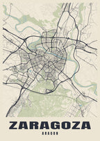 Street map poster of Zaragoza, Aragon