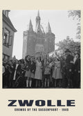 Crowds by the Sassenpoort, Zwolle — Historic photograph print, 1945