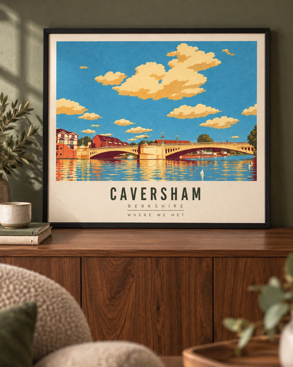 AI-generated styling mockup of a personalised Caversham poster — anniversary