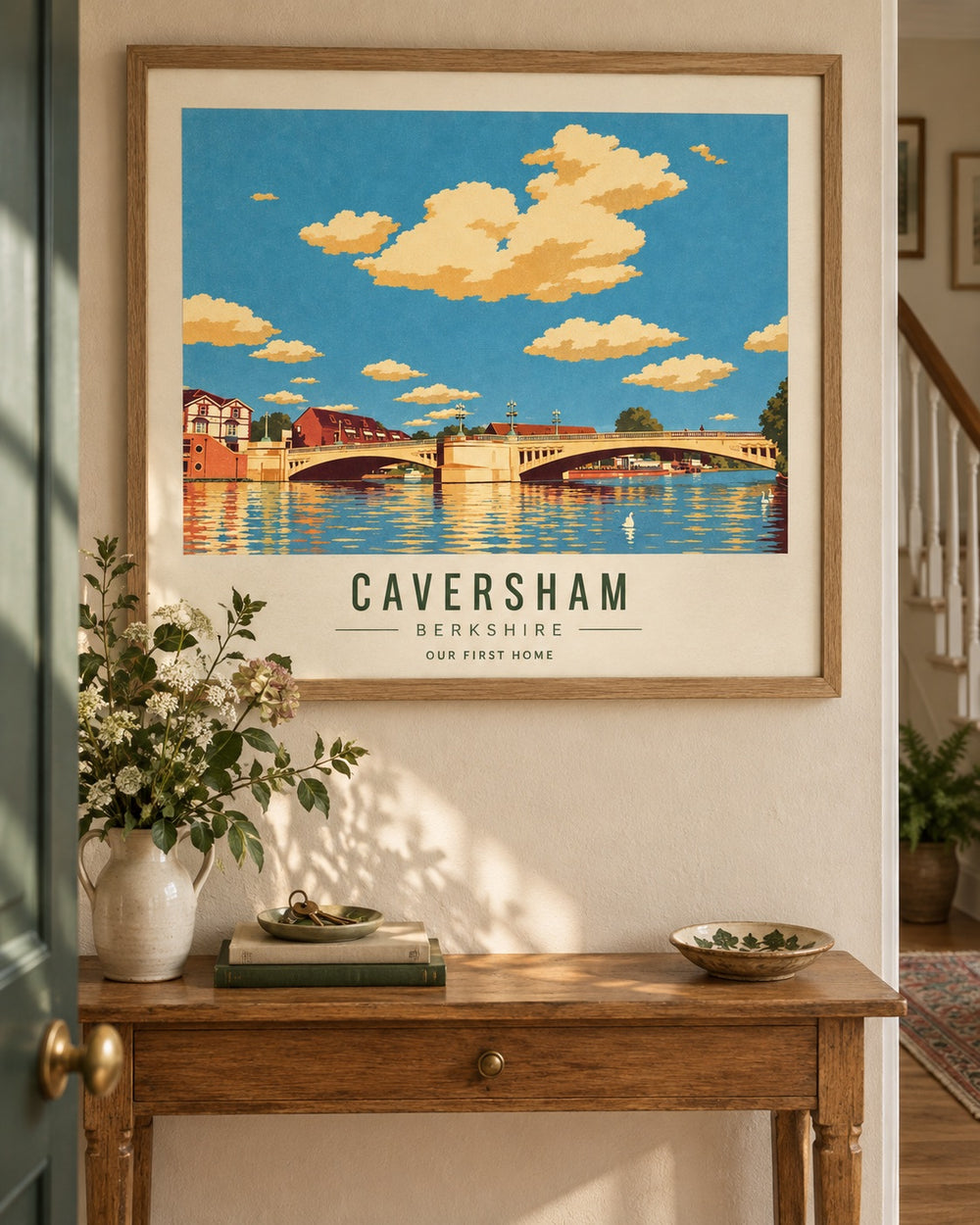 AI-generated styling mockup of a personalised Caversham poster — home