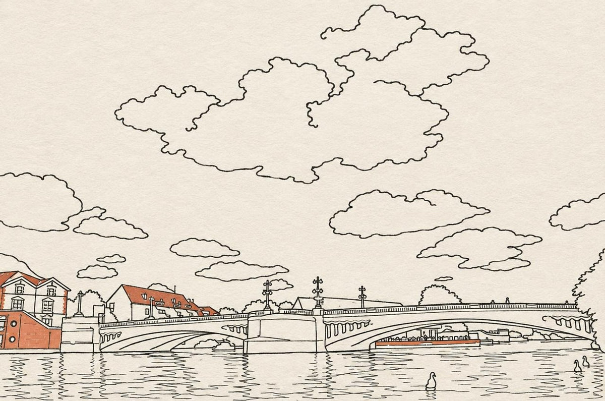 Caversham Bridge poster in the Line Art style, made from a real photo