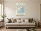 Myrtle Beach Street Map Poster at A1, in a natural wood frame, in a sitting room