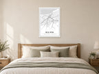 Nairn Town Centre Street Map Poster at A1, as a poster, above a bed
