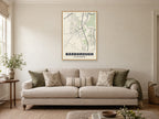 Narborough Street Map Poster at A1, in a natural wood frame, in a sitting room