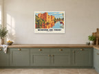 Newark Castle, Newark-on-Trent Poster at A1, in a white frame, in a kitchen