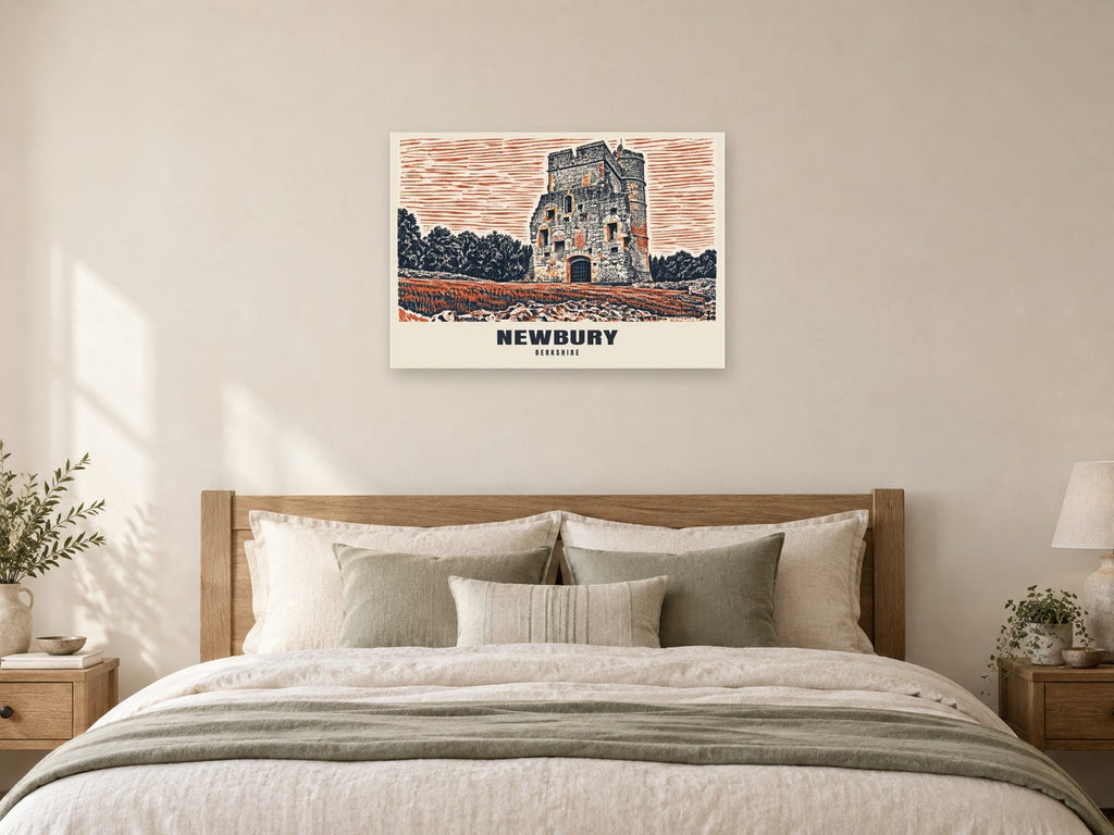 Donnington Castle, Newbury Poster at A1, as a poster, above a bed