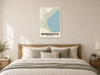 Newcastle Street Map Poster at A1, as a poster, above a bed