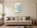 Newcastle Street Map Poster at A1, in a natural wood frame, in a sitting room