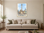 Grey's Monument, Newcastle Poster at A1, in a natural wood frame, in a sitting room