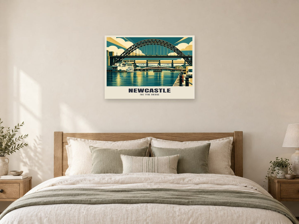 The Tyne Bridge, Newcastle Poster at A1, as a poster, above a bed