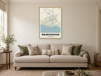 Newhaven Street Map Poster at A1, in a natural wood frame, in a sitting room