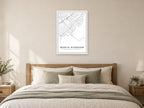 North Hykeham Town Centre Street Map Poster at A1, as a poster, above a bed