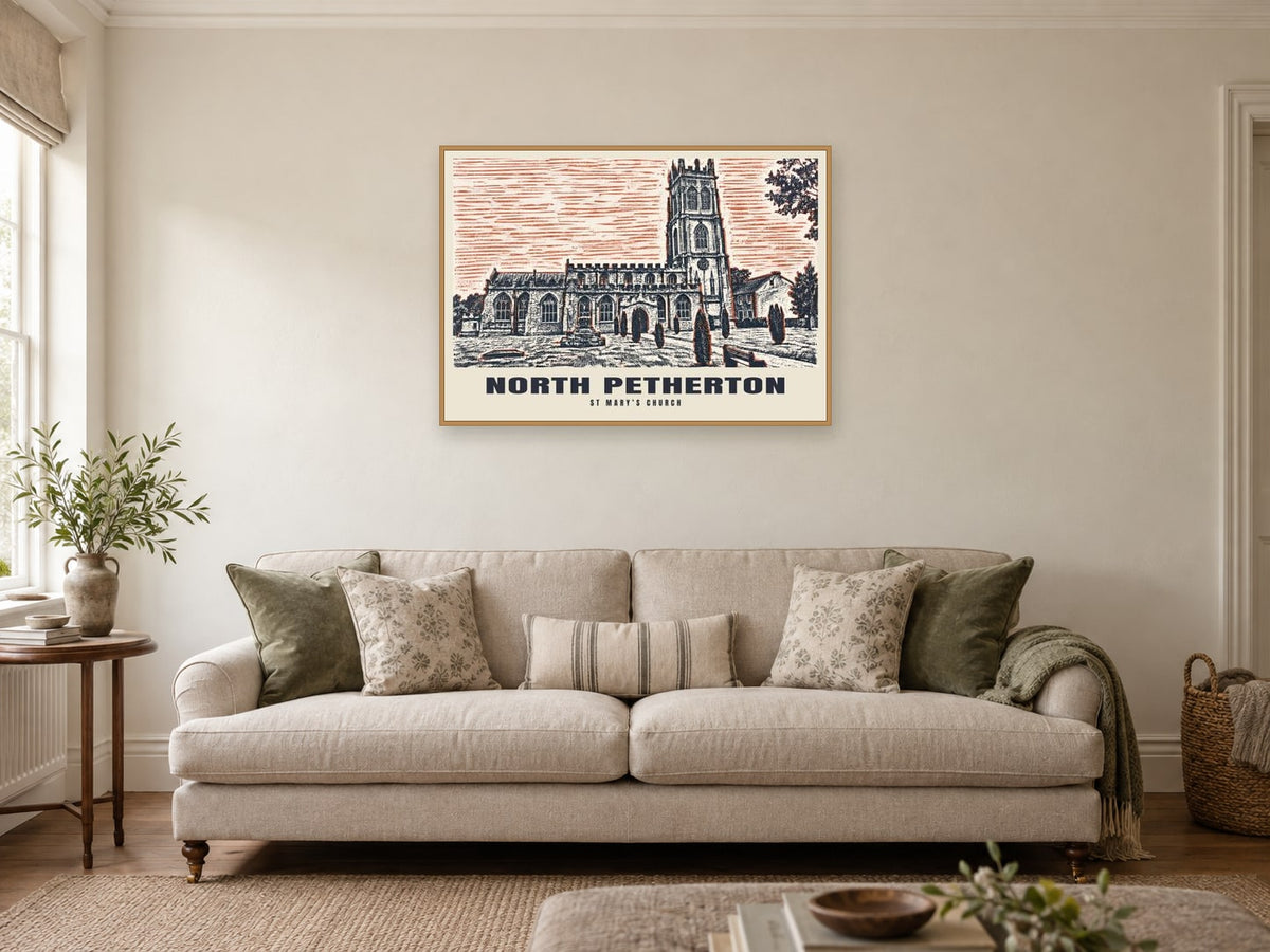 St Mary’s Church, North Petherton Poster at A1, in a natural wood frame, in a sitting room