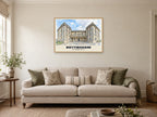 Nottingham Castle Poster at A1, in a natural wood frame, in a sitting room