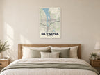 Olympia Street Map Poster at A1, as a poster, above a bed