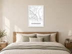 Ovenden Village Centre Street Map Poster at A1, as a poster, above a bed