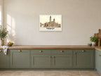Dunn Square, Paisley, 1890s Heritage Print at A2, in a white frame, in a kitchen