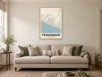 Peacehaven Street Map Poster at A1, in a natural wood frame, in a sitting room