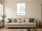 Penkridge Town Centre Street Map Poster at A1, in a natural wood frame, in a sitting room