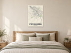 Petaluma Street Map Poster at A1, as a poster, above a bed