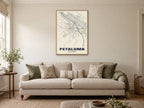 Petaluma Street Map Poster at A1, in a natural wood frame, in a sitting room