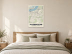 Plumstead Heritage Street Map Poster at A1, as a poster, above a bed