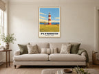 Smeaton's Tower, Plymouth Poster at A1, in a natural wood frame, in a sitting room