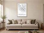 Pocatello Downtown Street Map Poster at A1, in a natural wood frame, in a sitting room