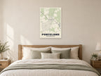 Ponteland Street Map Poster at A1, as a poster, above a bed