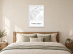 Porlezza Village Centre Street Map Poster at A1, as a poster, above a bed