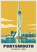 Spinnaker Tower, Portsmouth poster in the Mid-Century style