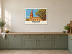 Preston Minster Poster at A1, in a white frame, in a kitchen