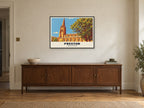 Preston Minster Poster at A1, in a black frame, above a sideboard