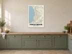 Prestwick Street Map Poster at A1, in a white frame, in a kitchen