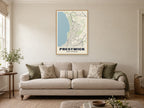 Prestwick Street Map Poster at A1, in a natural wood frame, in a sitting room