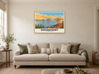 The Forth Bridge, Queensferry Poster at A1, in a natural wood frame, in a sitting room