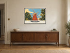 Rayleigh Windmill Poster at A1, in a black frame, above a sideboard