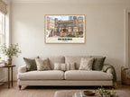 Reading Abbey Gateway Poster at A1, in a natural wood frame, in a sitting room