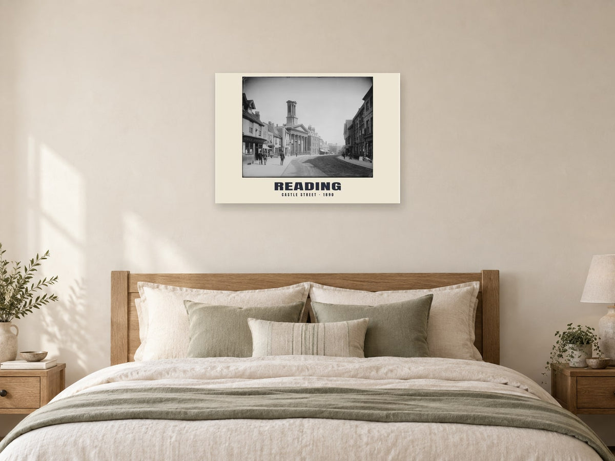 Castle Street, Reading, 1890 Heritage Print at A1, as a poster, above a bed